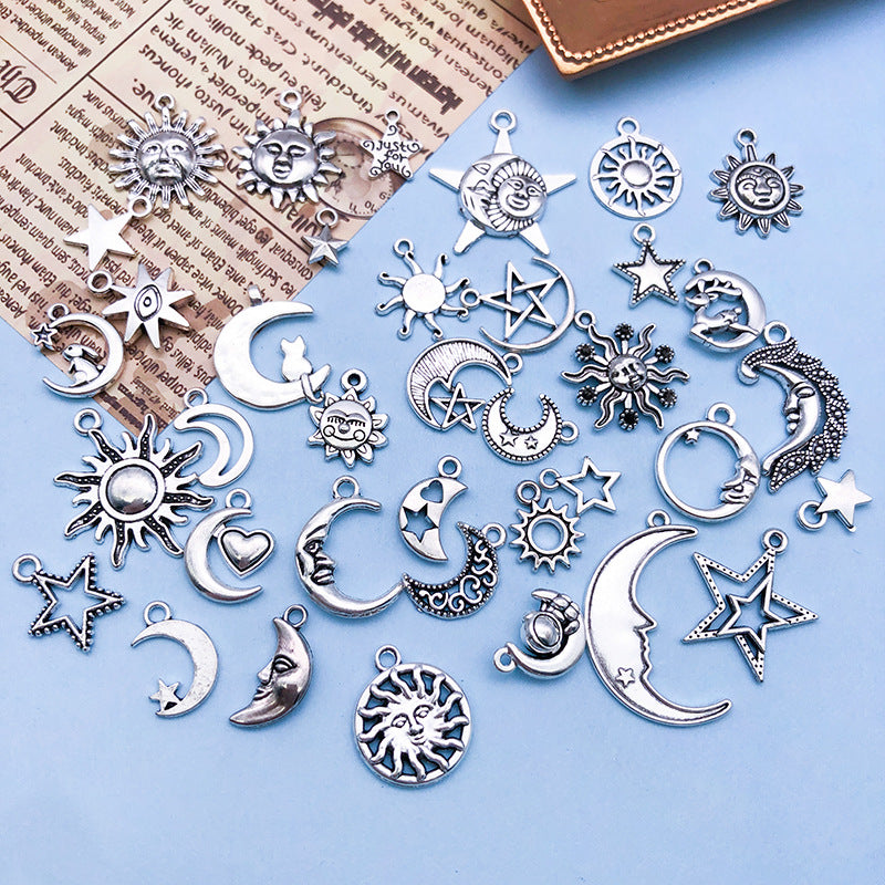 Wholesale Retro Alloy Star Moon Hollow Handmade Necklace Bracelet Pendant
